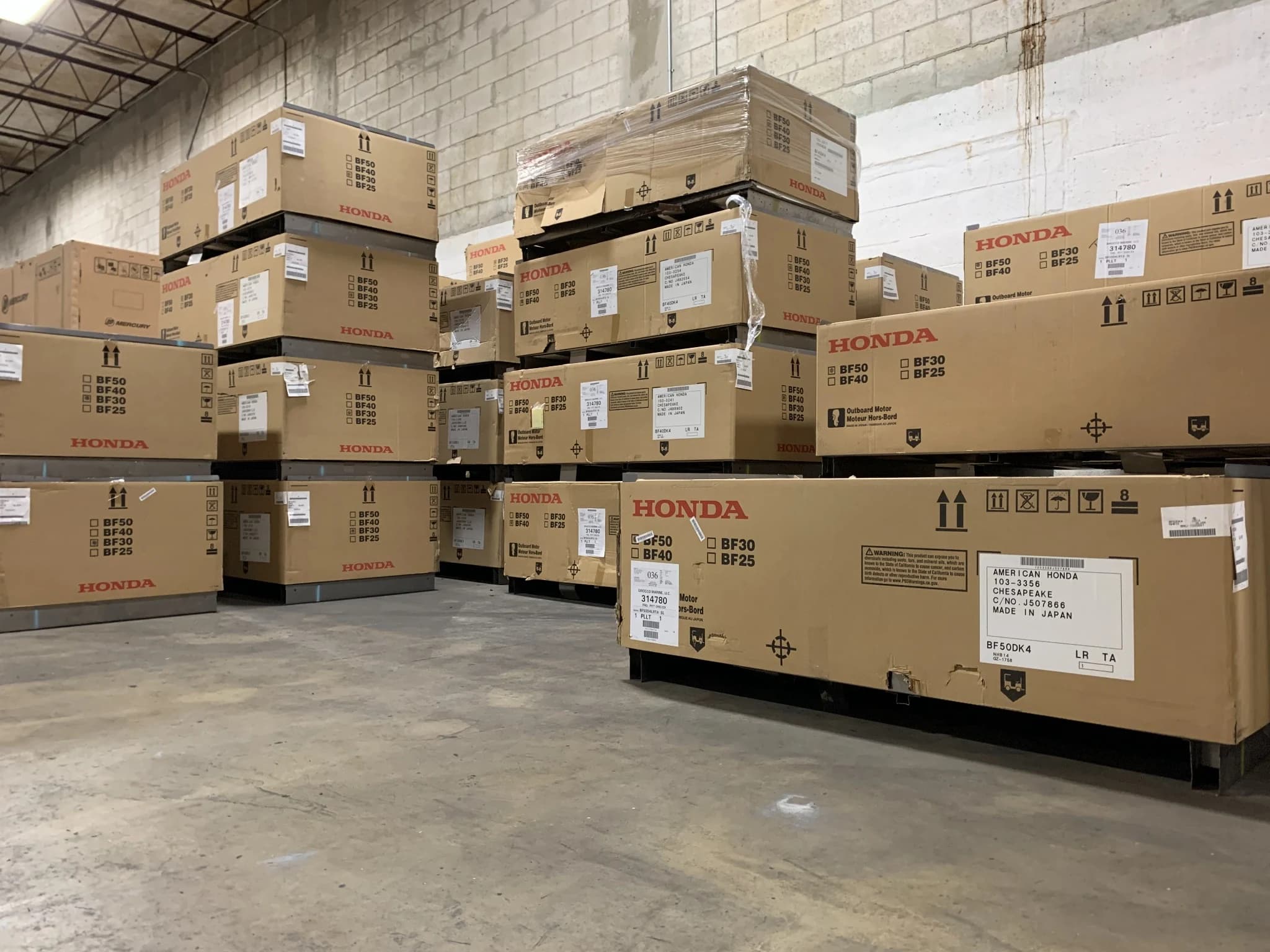 Boxed marine engine inventory